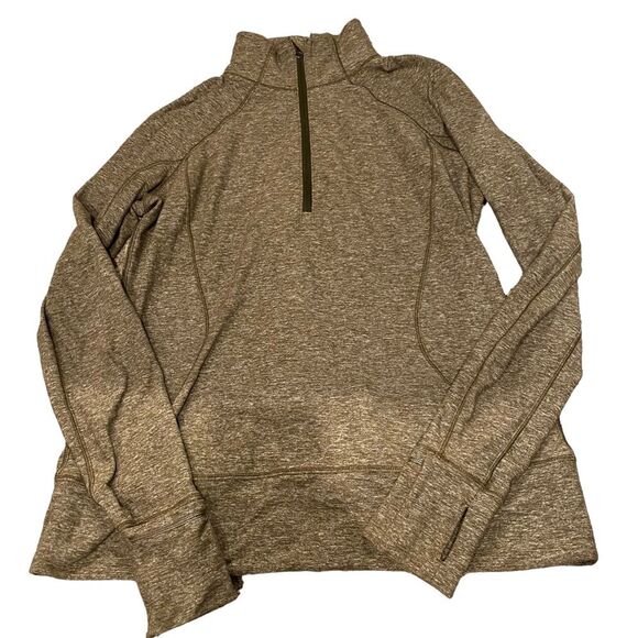 Lululemon Rush Hour 1/2 Zip Sweatshirt Women Size 10 Heathered Military Green - Picture 2 of 14